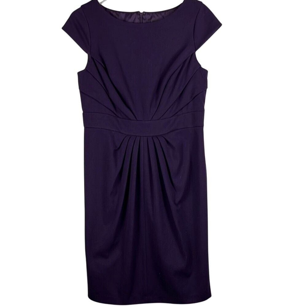 Adrianna Papell Sleeveless Sheath Dress‎ Purple Womens Size 14 Cocktail Bridal